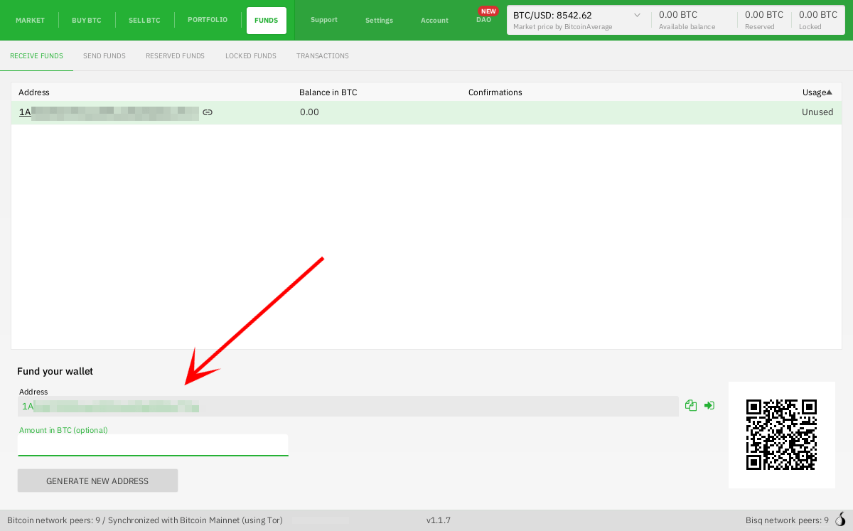 Fund your Bisq wallet